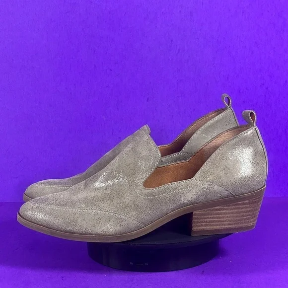 Lucky Brand Women's Titanium Leather Mallanzo Pointed-Toe Cutout Shooties Size 7 - Picture 3 of 8